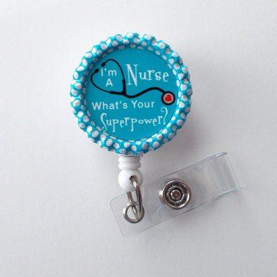 I&#39;m a nurse what&#39;s your superpower aqua - name badge holder - cute badge reels - nurse badge - nurse gift  - nursing badge - rn badge