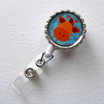 Giraffe - retractable nursing badge reels - nurses badge holder - safari badge - nurse - preschool teacher badge
