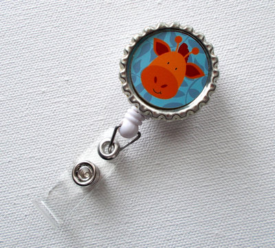 Giraffe - retractable nursing badge reels - nurses badge holder - safari badge - nurse - preschool teacher badge
