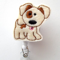 Patch the Puppy  - Name Badge Holder - Cute Badge Reel - Nurse Badge Holder - Nursing Badge Clip - Teacher Badge Reel - Thumbnail 1