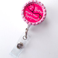 I&#39;m a Nurse What&#39;s Your SuperPower Pink - Name Badge Holder - Cute Badge Reels - Nurse Badge - Nurse Gift  - Nursing Badge - RN Badge - Thumbnail 2