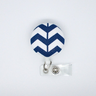 Navy chevron braid - cute id badge reel - nurse badge holder - nursing badge reel - rn badge clip - teacher badge - male nurse - nurse gift
