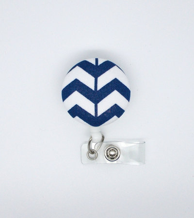 Navy chevron braid - cute id badge reel - nurse badge holder - nursing badge reel - rn badge clip - teacher badge - male nurse - nurse gift