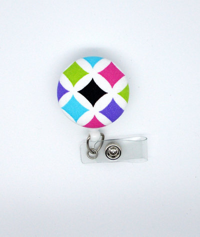 Rainbow diamond ii - cute id badge reel - nurse badge holder - nursing badge reel - rn badge clip - teacher badge - nurse