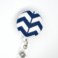 Navy Chevron Braid - Cute ID Badge Reel - Nurse Badge Holder - Nursing Badge Reel - RN Badge Clip - Teacher Badge - Male Nurse - Nurse Gift - Thumbnail 1