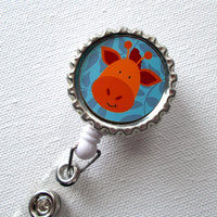 Giraffe - Retractable Nursing Badge Reels - Nurses Badge Holder - Safari Badge - Nurse - Preschool Teacher Badge - Thumbnail 2