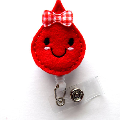 Betty blood drop - retractable badge reel - name badge holder - cute badge reel - badge reels - lab technician badge - hospital badges