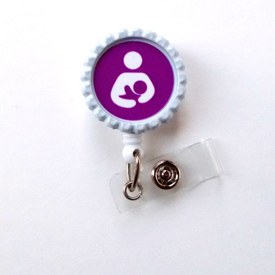 Lactation specialist purple - retractable badge reel - name badge holder - breast feeding badge - breastfeed badge - badge reel