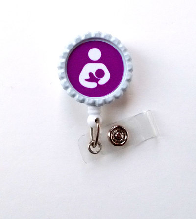 Lactation specialist purple - retractable badge reel - name badge holder - breast feeding badge - breastfeed badge - badge reel