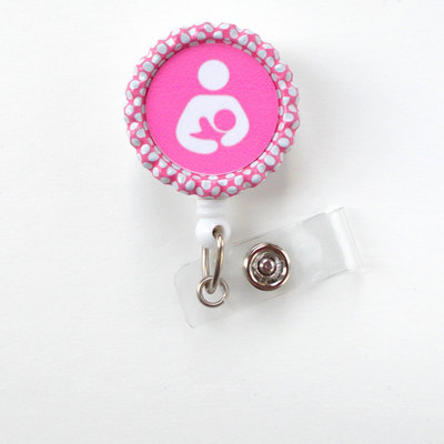 Lactation specialist pink - retractable badge reel - name badge holder - breast feeding badge - breastfeed badge - badge reels