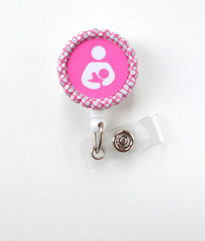 Lactation specialist pink - retractable badge reel - name badge holder - breast feeding badge - breastfeed badge - badge reels