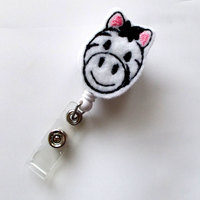 Ziggy the Zebra - Retractable ID Felt Badge Holder - Name Badge Holder - Pediatric Badge Reel - Nursing Badge - Feltie Badge Reel - Thumbnail 1