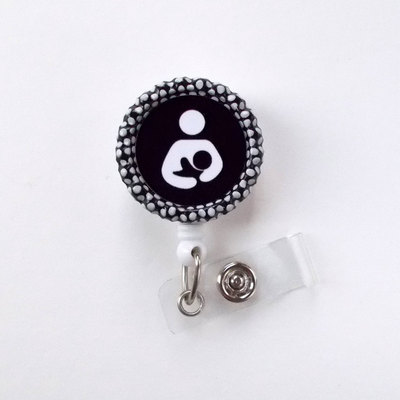 Lactation specialist black - retractable badge reel - name badge holder - breast feeding badge - breastfeed badge - badge reels