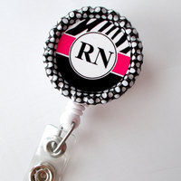 RN Badge Holder Pink- ID Badge Reel - Name Tag Badge - Nursing Badge - Nurse Badge Clip - Cute ID Badge Reel - Thumbnail 2