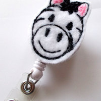 Ziggy the Zebra - Retractable ID Felt Badge Holder - Name Badge Holder - Pediatric Badge Reel - Nursing Badge - Feltie Badge Reel - Thumbnail 2