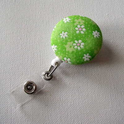 Cute id badge reel - name badge holder - flower badge clip - unique id badge - fabric button badge reel - pediatric rn badge clip