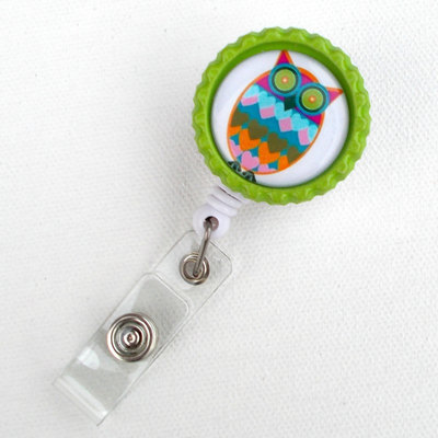 Colorful heart owl - id badge holder - id badge reel - name badge holder - nursing badge - teacher badge clip - medical assistant badge