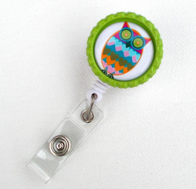 Colorful heart owl - id badge holder - id badge reel - name badge holder - nursing badge - teacher badge clip - medical assistant badge