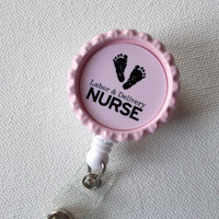 Labor and Delivery Nurse Baby Pink - Nurses Badge Holder - Nursing Badge Reel - Name Badge Holder - Nurse ID Badge Clip - OB Badge Clip - Thumbnail 2
