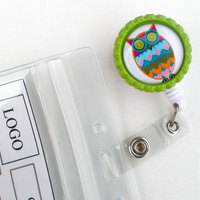 Colorful Heart Owl - ID Badge Holder - ID Badge Reel - Name Badge Holder - Nursing Badge - Teacher Badge Clip - Medical Assistant Badge - Thumbnail 1