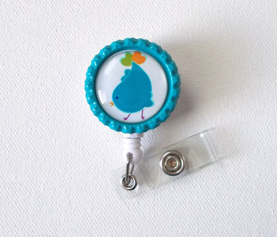 Blue chick  - id badge holder - id badge reel - name badge holder - nurse badge clip - nursing badge - teacher badge reel - medical badge