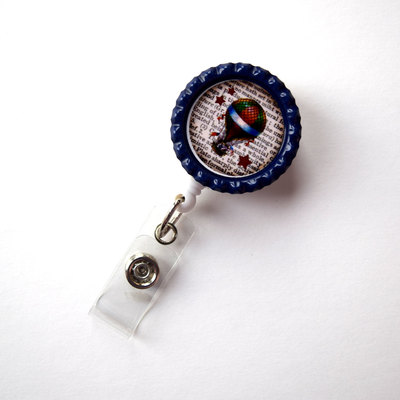 Hot air balloon - id badge holder - id badge reel - name tag badge - cute id badge reel - teacher badge clip - nurse badge reel - fun badge