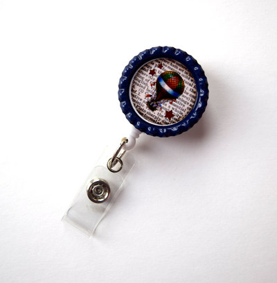 Hot air balloon - id badge holder - id badge reel - name tag badge - cute id badge reel - teacher badge clip - nurse badge reel - fun badge