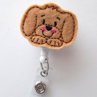 Puppy Face  - Name Badge Holder - Cute Badge Reel - Nurse Badge Holder - Nursing Badge Clip - Teacher Badge Reel - Thumbnail 1