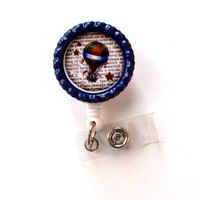 Hot Air Balloon - ID Badge Holder - ID Badge Reel - Name Tag Badge - Cute ID Badge Reel - Teacher Badge Clip - Nurse Badge Reel - Fun Badge - Thumbnail 1