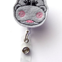 Hippo - Retractable ID Badge Reel - MD Badge Holder - Cute Badge Reel - Nurse Badge Holder - Nursing Badge Clip - Teacher Badge - Thumbnail 2