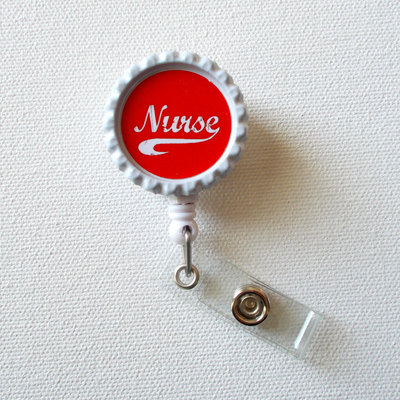 Nurse red - id badge holder - badge reel - nurse id badge clip, handmade by jejeweled
