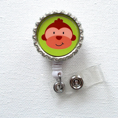 Monkey - retractable badge reel - nurses badge holder - cute badge reel - nurse - picu badge reel - nursing badge