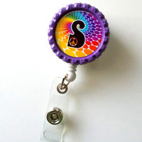Groovy Personalized Rainbow  - Name Badge Holder - Cute Badge Reels - ID Badge Holder - ID Badge Reel -  Nurse ID Badge Clip - Thumbnail 1