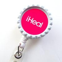 Hot Pink iHeal  - Nurses Badge Holder - Nursing Badge Reel - Name Badge Holder - Nurse ID Badge Clip - OB Badge Clip - Thumbnail 2