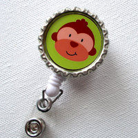 Monkey - Retractable Badge Reel - Nurses Badge Holder - Cute Badge Reel - Nurse - PICU Badge Reel - Nursing Badge - Thumbnail 1