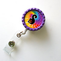 Groovy Personalized Rainbow  - Name Badge Holder - Cute Badge Reels - ID Badge Holder - ID Badge Reel -  Nurse ID Badge Clip - Thumbnail 2
