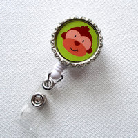 Monkey - Retractable Badge Reel - Nurses Badge Holder - Cute Badge Reel - Nurse - PICU Badge Reel - Nursing Badge - Thumbnail 2