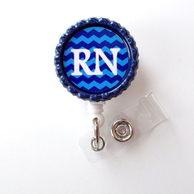 Rn chevron blue and navy - id badge reel - male nurse badge - nursing badge - nurse badge clip - rn badge reel - mens badge reel