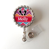 Personalized Chevron Baby Feet  - RN Badge Holder - Nurse Badge Holder - Nursing Badge Holder - NICU Badge - Labor and Delivery  Badge Reel - Thumbnail 3