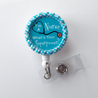I&#39;m a Nurse What&#39;s Your SuperPower  - Name Badge Holder - Cute Badge Reels - Nurse Badge - Nurse Gift  - Nursing Badge - RN Badge - Thumbnail 4