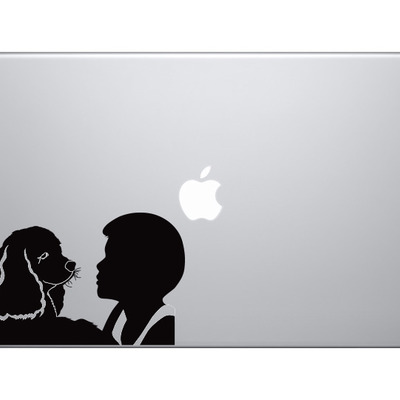 Kids and pets - boy and dog playing version 3 - playground - vinyl decal for laptops, macbook, tablets and cars 