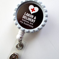 Labor and Delivery  - Nurses Badge Holder - Nursing Badge Reel - Name Badge Holder - Nurse ID Badge Clip - OB Badge Clip - Thumbnail 2