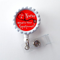 I&#39;m a Nurse What&#39;s Your SuperPower  - Name Badge Holder - Cute Badge Reels - Nurse Badge - Nurse Gift  - Nursing Badge - RN Badge - Thumbnail 6