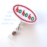 Ho Ho Ho - Retractable ID Felt Badge Holder - Holiday Badge Reel - Nurses Badge Holder - Nurse Badge - Teacher Badge - Thumbnail 4
