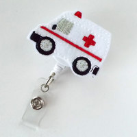 Ambulance - Retractable Badge Reel - Emergency Services Badge Holder -EMT Badge Holder - EMT Badge Clip - Felt Badge - Medical Badge - Thumbnail 4