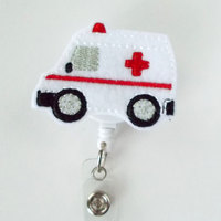 Ambulance - Retractable Badge Reel - Emergency Services Badge Holder -EMT Badge Holder - EMT Badge Clip - Felt Badge - Medical Badge - Thumbnail 5