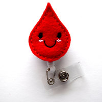 Betty Blood Drop - Retractable Badge Reel - Name Badge Holder - Cute Badge Reel - Badge Reels - Lab Technician Badge - Hospital Badges - Thumbnail 2