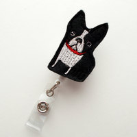 Boston Terrier  - Cute Badge Holder - Nurses Badge Holder - Felt Badge Holder - Nursing Badge Holder - Cute Badge Reel - RN Badge Reel - Thumbnail 3