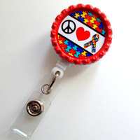 Peace Love and Autism Awareness Ribbon - ID Badge Reel - Teacher Badge Reel - Office Personnel Badge Reel - Nursing Badge - Nurse Gift - RN - Thumbnail 5