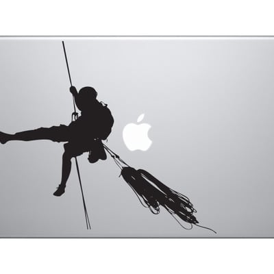 Mountain climber #5 - rope climbing ascent altitude - vinyl decal for laptops, macbook, tablets and cars 